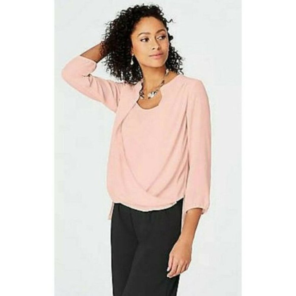 J. Jill Wearever Collection Pink Blouse Top Draped Front sz Small to Medium